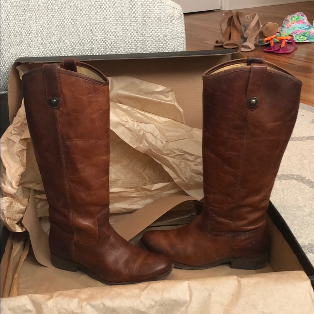 Frye Melissa button wide calf boot - cognac